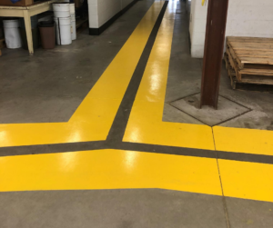 Photo of freshly painted guide strips